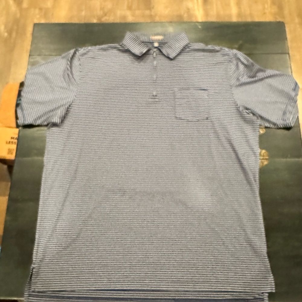 Peter Millar Men’s XL Blue & White Striped Quarter Zip Summer Comfort Golf Shirt